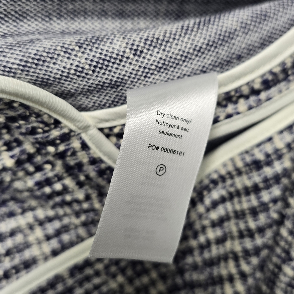 rag & bone Tweed Blazer Size 6 Navy Cream Collarless Crest Button Jacket - Picture 6 of 11